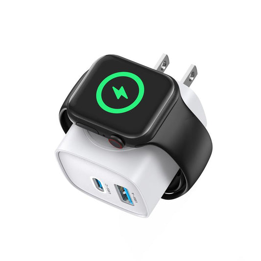 3-In-1 Portable USB C Fast Charger, Magnetic Wireless Charger for Apple Watch, Compatible Charging Block with Iwatch Ultra/9/8/7/6, Iphone 17/16/15 Pro Max, Ipad, and Galaxy Series