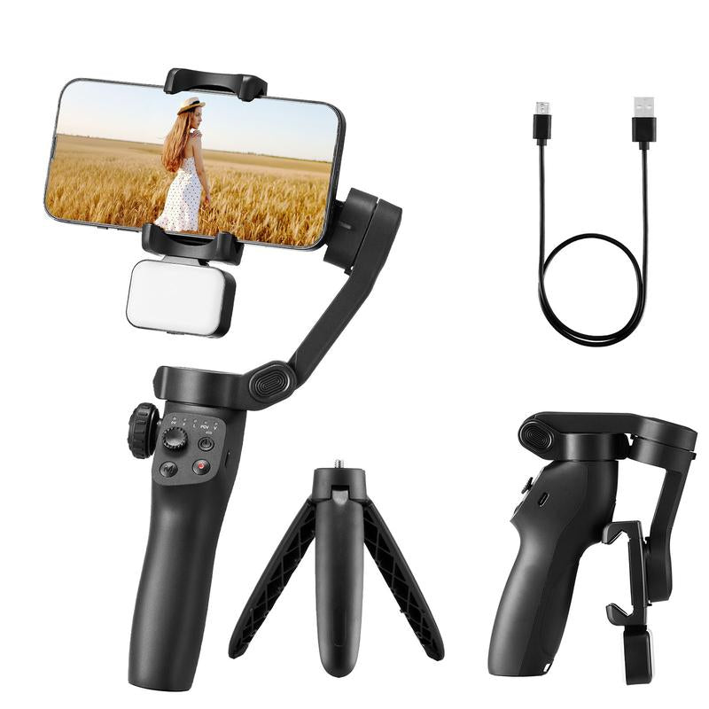 VEVOR Gimbal Stabilizer for Smartphone, 3-Axis Stabilization, Phone Gimbal for Android & Iphone with Magnetic Fill Light, Face Tracking, Gesture Control, Phone Stabilizer for Video Recording Vlogging