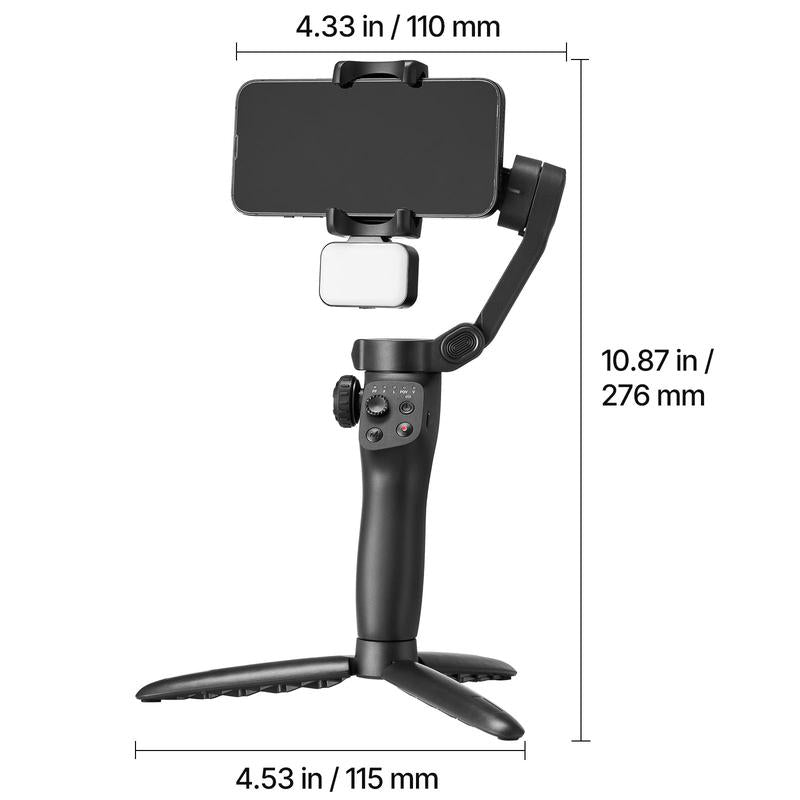 VEVOR Gimbal Stabilizer for Smartphone, 3-Axis Stabilization, Phone Gimbal for Android & Iphone with Magnetic Fill Light, Face Tracking, Gesture Control, Phone Stabilizer for Video Recording Vlogging