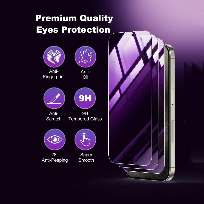 Full Coverage Anti-Blue Light Tempered Glass Screen Protector, 3 Counts Phone Screen Protector, Phone Accessories Compatible with Iphone 14 15 Pro Max for Iphone 17 Pro Max,Iphone 17 Pro,Iphone 17 Air