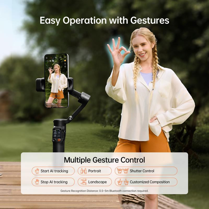 Hohem Isteady V3 Ultra NEW Gimbal,Detachable Touchscreen Remote,Advanced AI Tracking with Any App,360° Infinite Pan Tracking,Select People&Obeject on Touchscreen to Track,3-Color Fill Light,3-Axis Stabilization