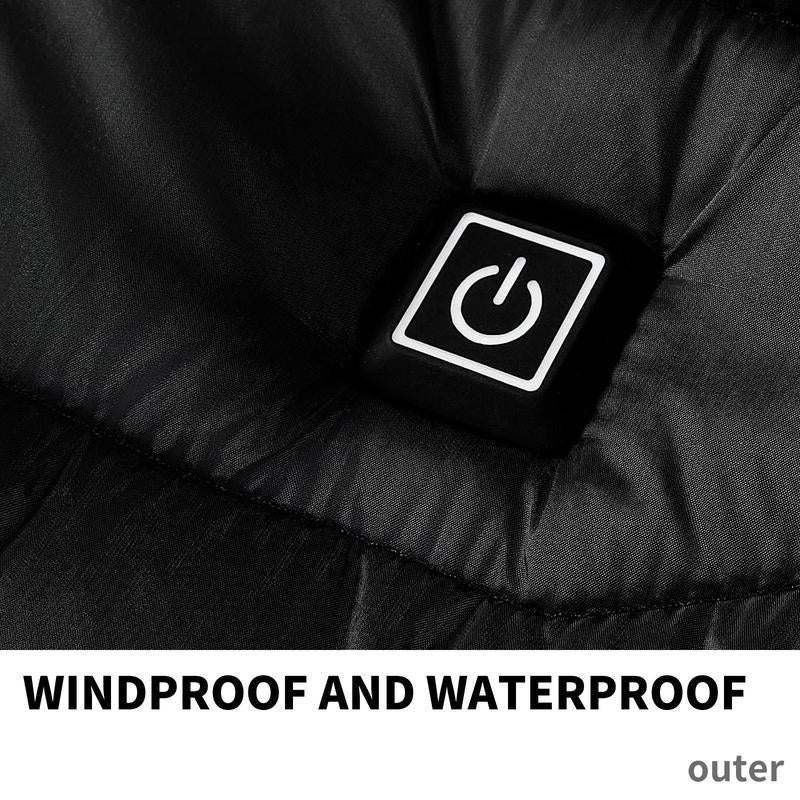 【Power Bank or Battery Pack Not Included 】1 Piece Unisex Puffer Coat Waterproof without Batteries and Mobile Power,Slim Fit Style,Gift for Women Menswear Stylish