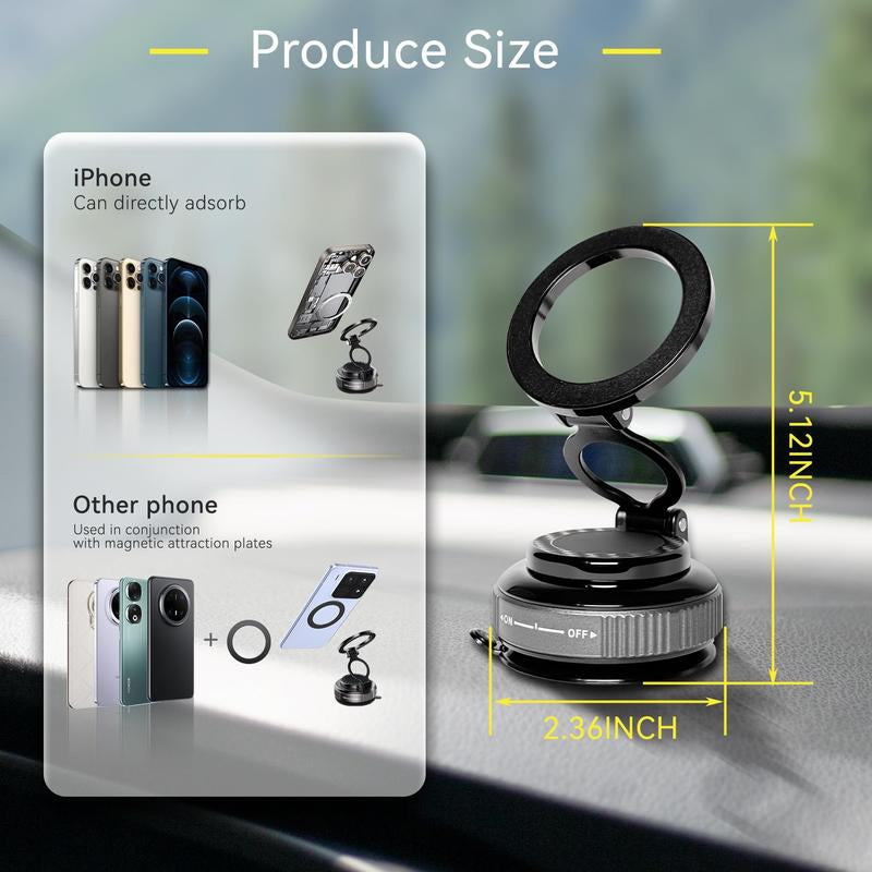 PQRQP Magnetic Car Phone Holder,360° Adjustable Vacuum,Suction Cup Phone Mount for Magsafe,Fit for Iphone 11 and Above