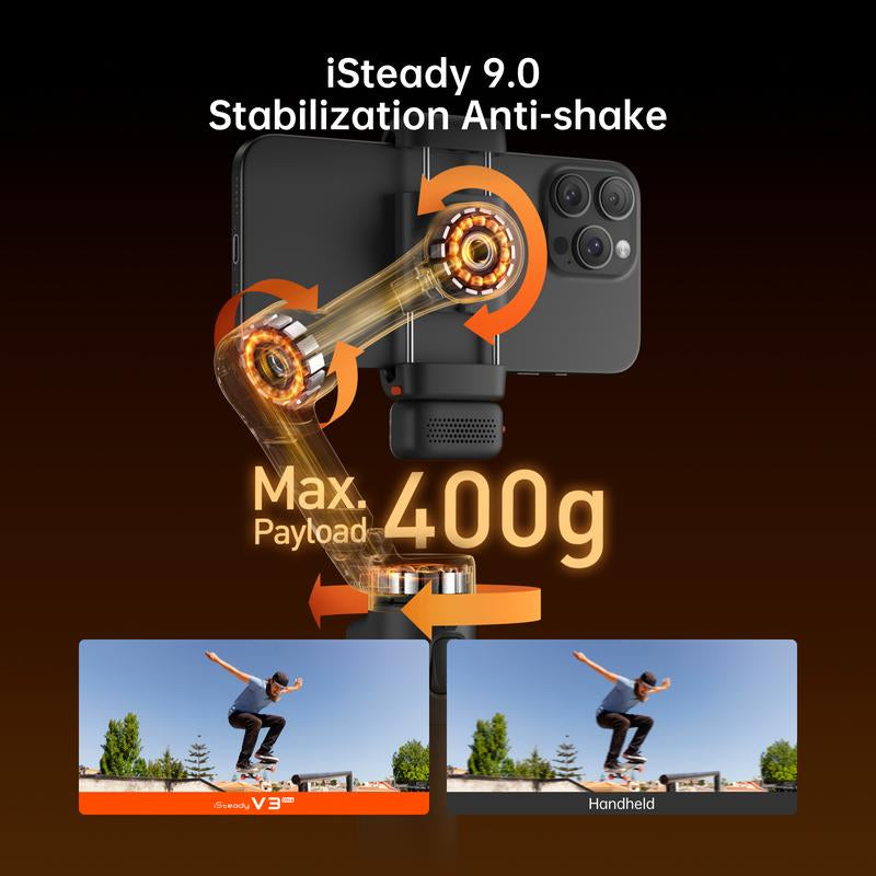 Hohem Isteady V3 Ultra NEW Gimbal,Detachable Touchscreen Remote,Advanced AI Tracking with Any App,360° Infinite Pan Tracking,Select People&Obeject on Touchscreen to Track,3-Color Fill Light,3-Axis Stabilization