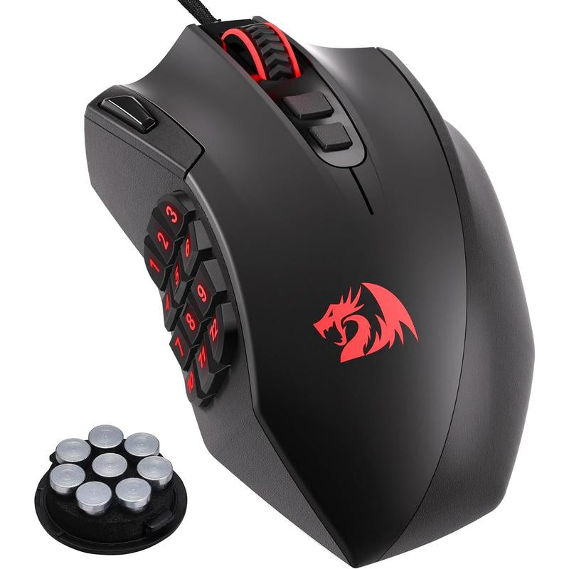 Redragon M921 MMO Gaming Mouse, 12400 DPI High Precision Wired RGB Mice W/18 Programmable Buttons, 12 Side Macro Keys, Software Supports for PC Laptop