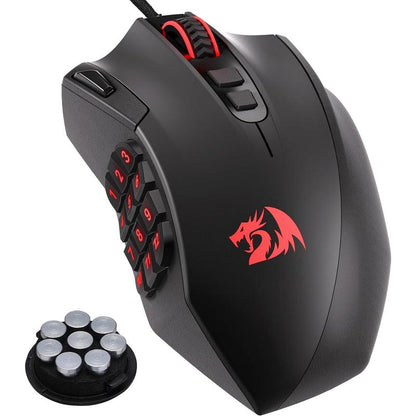Redragon M921 MMO Gaming Mouse, 12400 DPI High Precision Wired RGB Mice W/18 Programmable Buttons, 12 Side Macro Keys, Software Supports for PC Laptop