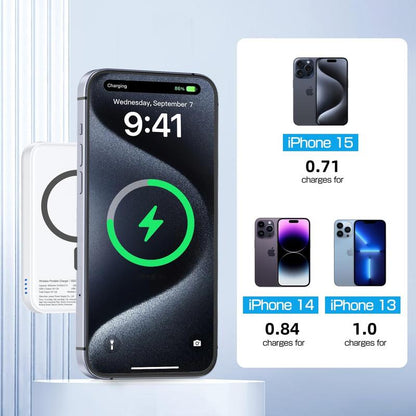 Magnetic Wireless Power Bank 5000Mah - Portable Charger with Type-C Cable, Fast Charging, and Lighting Input for Iphone 16/15/14/13/12 Series - Chargeable, Smartphone Smartphone Chargeable