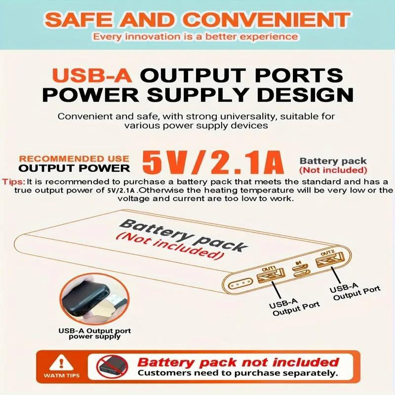 【Power Bank or Battery Pack Not Included 】1 Piece Unisex Puffer Coat Waterproof without Batteries and Mobile Power,Slim Fit Style,Gift for Women Menswear Stylish