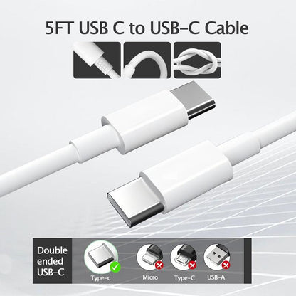 I Phone 17/16/15 Charger, USB C Charger, 2-Pack 20W Type C Fast Wall Charge Power Adapter, 5FT 20W USB-C to C Cable for Iphone 17/16/15 Pro/15 Pro Max, Ipad Pro 12.9/11 Inch, New Ipad Air 5/4Th, Airpods Pro and Smartphones with Other CC Interfaces