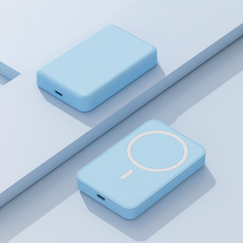 Magnetic Wireless Power Bank 5000Mah - Portable Charger with Type-C Cable, Fast Charging, and Lighting Input for Iphone 16/15/14/13/12 Series - Chargeable, Smartphone Smartphone Chargeable