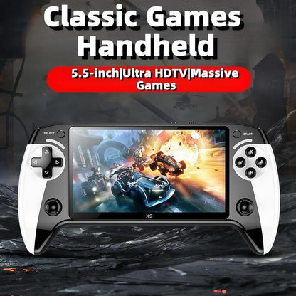X9 Handheld Game Console, Rechargeable Portable Game Console with Built-In 10 Emulator Games, Handheld Wireless Gaming Console for Home & Travel, Protective