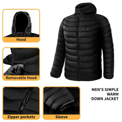 【Power Bank or Battery Pack Not Included 】1 Piece Unisex Puffer Coat Waterproof without Batteries and Mobile Power,Slim Fit Style,Gift for Women Menswear Stylish