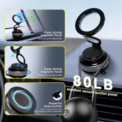 PQRQP Magnetic Car Phone Holder,360° Adjustable Vacuum,Suction Cup Phone Mount for Magsafe,Fit for Iphone 11 and Above