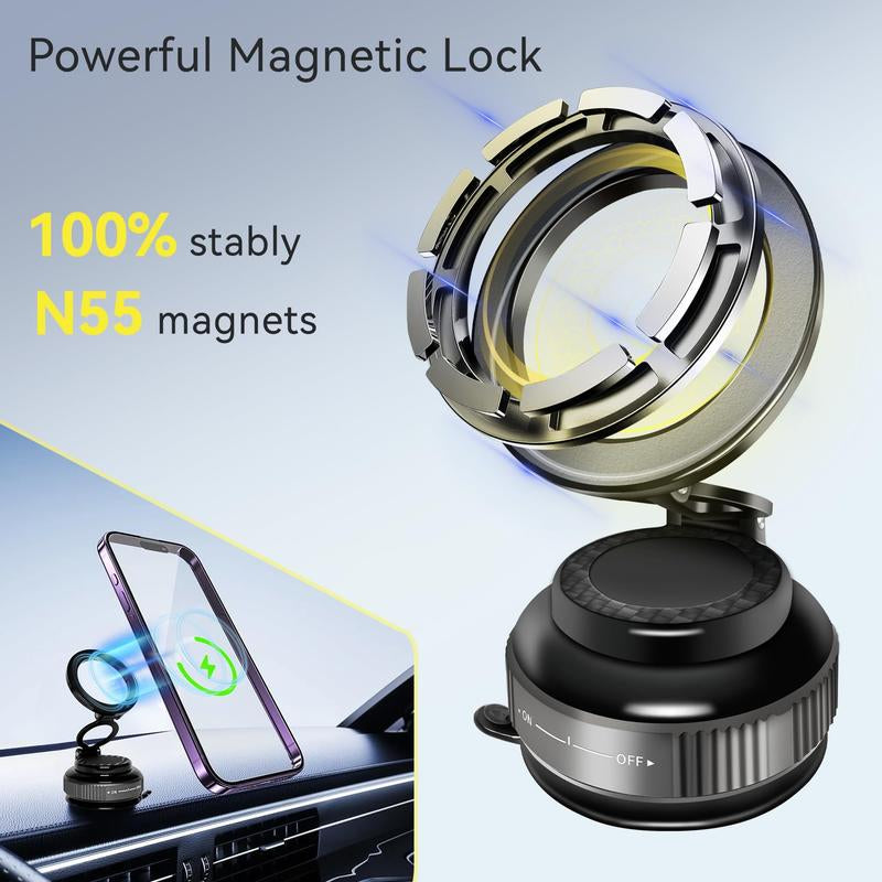 PQRQP Magnetic Car Phone Holder,360° Adjustable Vacuum,Suction Cup Phone Mount for Magsafe,Fit for Iphone 11 and Above