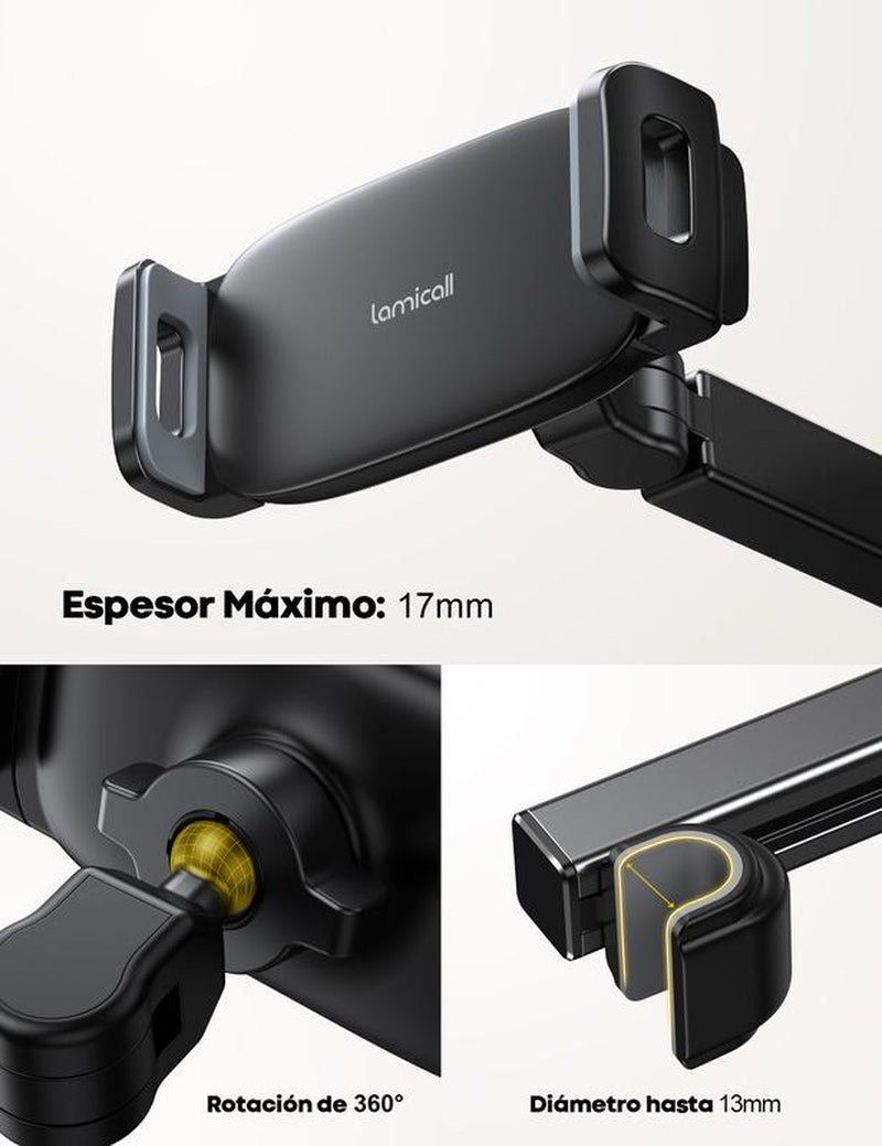 Lamicall Car Headrest Tablet Holder – 3-In-1 Adjustable Extension Arm Mount for Back Seat, Fits 4.7-11" Tablets like Ipad, Galaxy, Fire HD, Road Trip Essential for Kids – Black #Tiktokshopfalldealsforyou