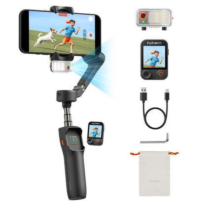 Hohem Isteady V3 Ultra NEW Gimbal,Detachable Touchscreen Remote,Advanced AI Tracking with Any App,360° Infinite Pan Tracking,Select People&Obeject on Touchscreen to Track,3-Color Fill Light,3-Axis Stabilization