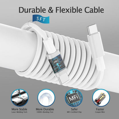 I Phone 17/16/15 Charger, USB C Charger, 2-Pack 20W Type C Fast Wall Charge Power Adapter, 5FT 20W USB-C to C Cable for Iphone 17/16/15 Pro/15 Pro Max, Ipad Pro 12.9/11 Inch, New Ipad Air 5/4Th, Airpods Pro and Smartphones with Other CC Interfaces